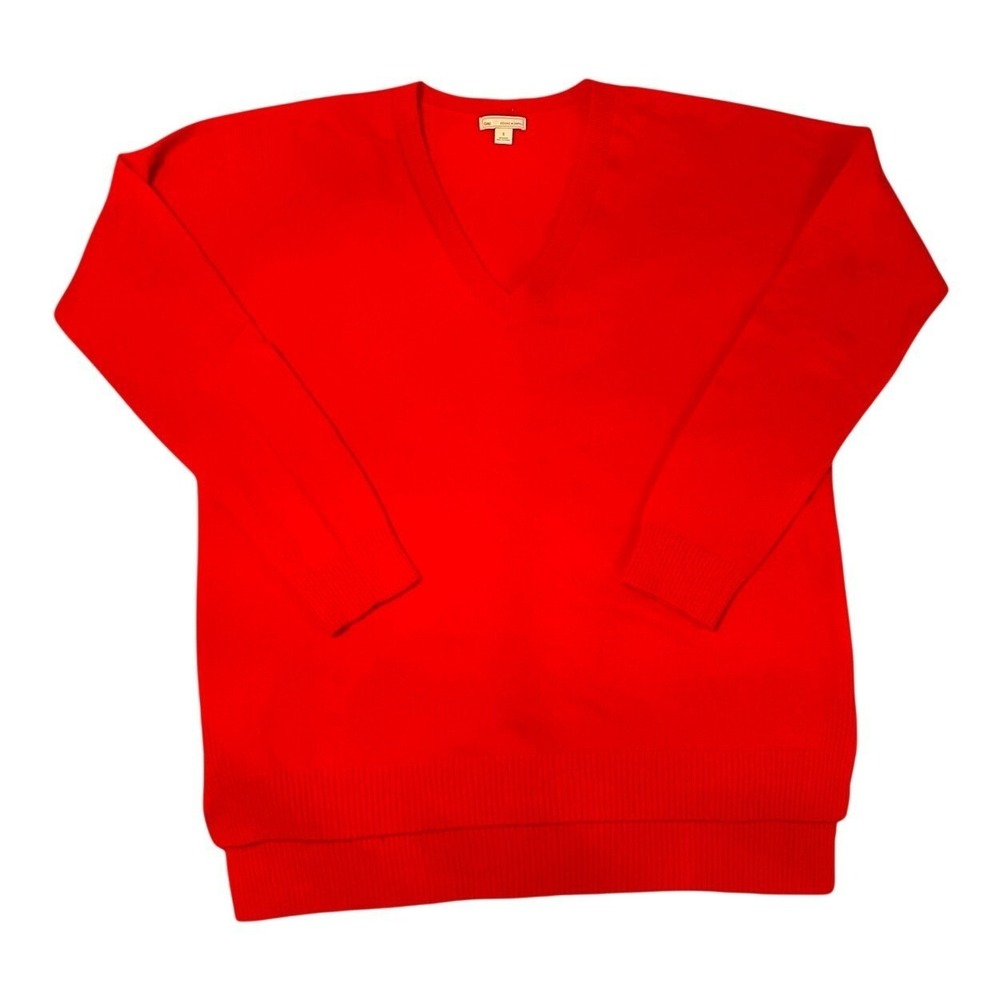 Gap V-Neck Sweater Womens Small Red Merino Wool Blend Relaxed Fit Pullover